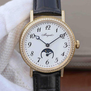 TW مصنع Breguet القمر المرحلة الكلاسيكية 9087BB/29/964 رجال الميكانيكية التلقائية 18K الذهب الماس ووتش.