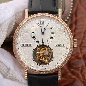 سلسلة TF Factory Breguet Classic Tourbillon ، المجهزة بتوربيون يدوي متعرج عتيق الطراز ، وزجاج كريستالي من الياقوت على الوجهين