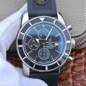 ساعة OM Breitling Super Ocean Series Chronograph للرجال الميكانيكية بسوار مطاطي سطح رمادي