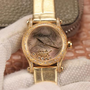 Chopard HAPPYSPORT Series Ladies Watch Happy Diamond Series Gold Model Ladies Watch Leather Strap Automatic Mechanical Movement