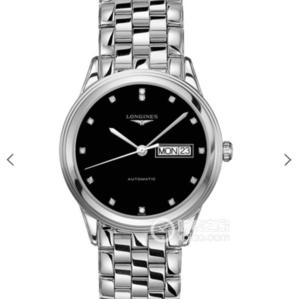 GK Longines سلسلة العلم العسكري التقويم المزدوج L4.799.4.57.6 مع حركة ETA2836-2. الفولاذ المقاوم للصدأ حزام الرجال ووتش.