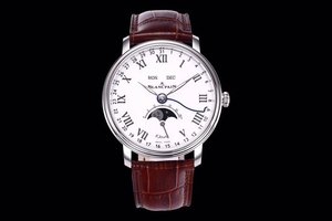 OM جديد المنتج Blancpain villeret الكلاسيكية سلسلة 6639 القمر مرحلة عرض عصامي الصنع 6639 حركة كاملة المواصفات مشاهدة الرجال.