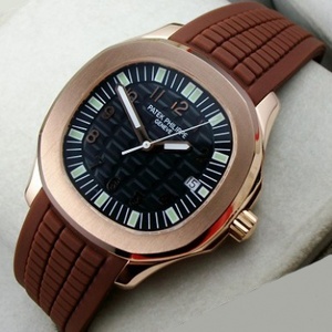 Swiss Patek Philippe watch sports diving 18K rose gold case black tape automatic mechanical black face men's watch