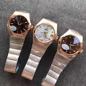 V6 factory replica Cartier blue balloon 33 rose gold quartz champagne face ladies watch