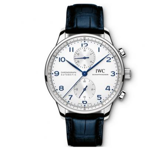 ساعة مصنع ZF IW371446 برتغالي أزرق إبرة جلد أزرق كرونوغراف أوتوماتيكي للرجال إصدار V2.