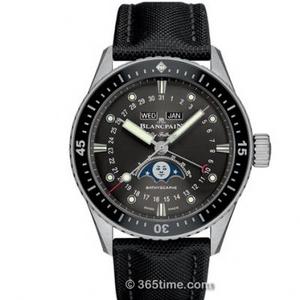 TW Blancpain Fifty Searches Series 5054-1110-B52A Sort plade Hvid stål Månefase Automatisk mekanisk ur.