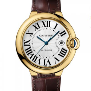 Re-indgraveret Cartier Blå Ballon Series W6900551 (Large 42mm) Mekanisk Mænds Watch Gold