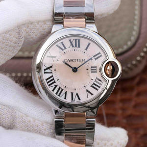 V6 Cartier Blå Ballon 33mm Quartz Ladies Steel Band Watch schweiziske Importeret Quartz Movement Ladies Genudgivelse Watch