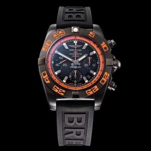 GF Black Hawk Centennial LING Ultimative kronograf (Chronomat 44 Raven) Sort gummirem