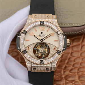 Hublot Hublot Big Bang Series Real Tourbillon Diamond Edition Gummirem manuelt Hule Top udskåret Real Kassette Bevægelse Mænds Watch