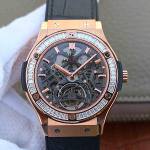 TF Hublot (Hengbao) HUBLOT serien trendy mænds skinnende T diamant mekanisk ur rosa guld