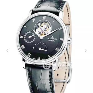 JB fabrik Blancpain klassiske serie 6025-1542-55 sort-faced ægte tourbillon Herre-urur, opgradering 1: Bevægelsen er mere pyntet med vask, og der er harmoni.