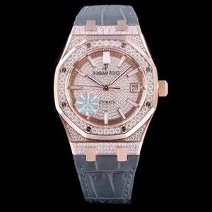 JF AP Audemars Piguet Royal Oak 15452 Gypsophila Diamond Sag Par Watch Flash Blind Mand 41mm Diameter Kvinde 37mm