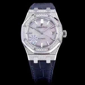 JF AP Audemars Piguet Royal Oak 15452 Gypsophila Diamond Sag Par Watch Flash Blind Mand 41mm Diameter Kvinde 37mm