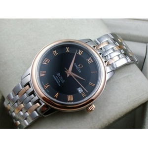 Schweiziske Omega Diefei 18K Rose Gold Automatisk Mekanisk Transparent Sort Roman Index Mænds Watch Mænds Watch