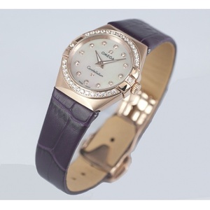 Schweiziske ur Omega Constellation Double Eagle Series Diamond 18K Rose Gold Ladies Quartz Watch Læder Strap schweiziske Original Quartz Movement