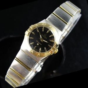 Swiss Omega OMEGA Constellation Quartz Double Eagle 18K Gold Ultratynde kvinderur sort Noodle Ding Scale Ladies Watch