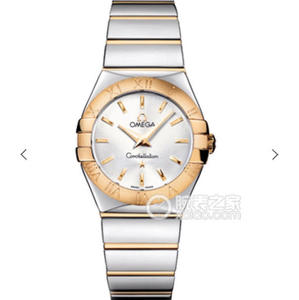 V6 Omega Constellation Series Damer Quartz Watch 27mm One-to-One indgraveret ægte 18K Gold Bar