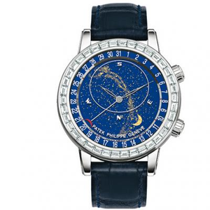 Boutique V2 opgraderet version Patek Philippe Starry Sky Super Komplikation Kronograf Serie 6104G-001 Pearl Tuo Sun Moon Star