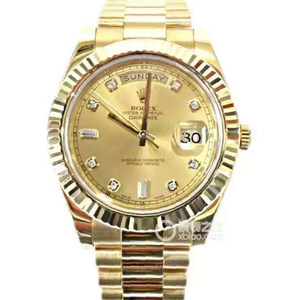 Rolex, model: 218238, serie: dagskalendertype, 2836 automatisk mekanisk, 41 mm, herreur, tæt bund, taske i rustfrit stål.