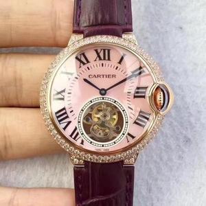 TF produceret nyt produkt Cartier blå ballon serie diamant-besat kvinders tourbillon top version bælte ur