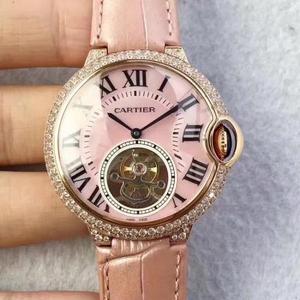 TF produceret nyt produkt Cartier blå ballon serie diamant-besat kvinders tourbillon top version bælte ur