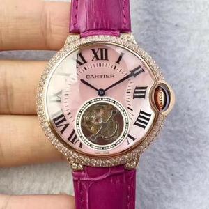 TF produceret nyt produkt Cartier blå ballon serie diamant-besat kvinders tourbillon top version bælte ur