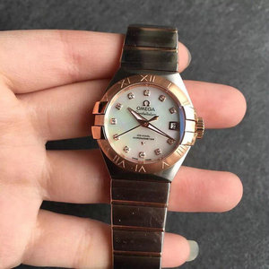 V6 Ny Omega Constellation Serie Fritillary Face Hvid plade kvinde ur