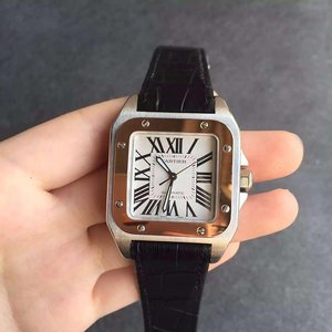 v6 Fabriksreplikat Cartier Santos Medium Rose guldring Mekanisk ur.