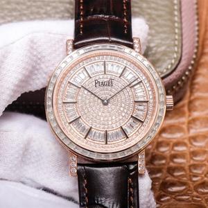 UU Piaget Ekstraordinære Skatte, Ultra-tynd Full Diamond Collection, Herreur, Koskind Strap, Automatisk mekanisk bevægelse