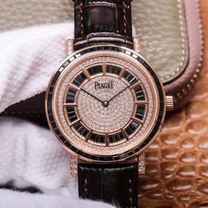 UU Piaget Ekstraordinære Skatte, Ultra-tynd Full Diamond Collection, Herreur, Koskind Strap, Automatisk mekanisk bevægelse