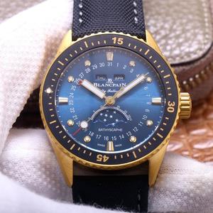 TW Blancpain Fifty Hunts Serie 5054 Weißer Stahl Weiße Platte Mond Phase mechanische Herrenuhr