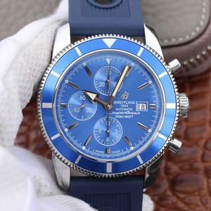 OM Breitling Super Ocean Serie Chronograph Herren mechanische Uhr Gummiband Blau Oberfläche