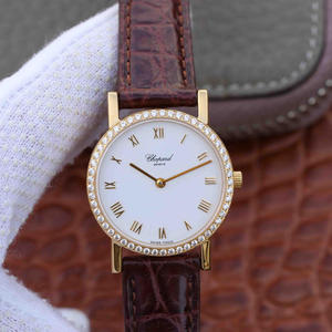 MG Chopard CLASSIC Serie 127387-5001 Damenuhr aus 18 Karat Gold mit Diamant-Edition und Quarzwerk (kann mit schwarzen und braunen Gürteln ausgestattet werden)