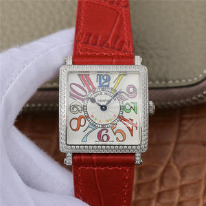 Z6 Franck Muller Master Square Serie Damenuhr roter Gürtel Uhr Schweizer Original Ronda Quarzwerk