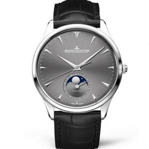 ZF Neu gravierte Jaeger-LeCoultre Mondphasen-Master-Serie Q1363540 Ultradünne mechanische Uhr mit grauer Scheibe