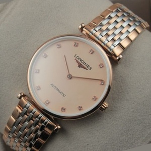 Schweizer Uhr Uhren Longines Garland Serie 18K Rose Gold Volllederarmband automatische mechanische Herrenuhr Schweizer Uhr