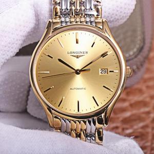 Longines prächtige Serie L4.921.4 dauerte zehn Monate des Einfallsreichtums, ultradünne Stahlband Herren mechanische Uhr mit Gold und schwarzer Oberfläche