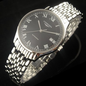 Schweizer berühmte Uhr Longines Magnificent Series All-Stahl-Gürtel automatische mechanische schwarze Nudel Diamant Skala Herrenuhr Schweizer Original-Uhr