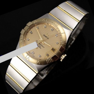 Schweizer Omega OMEGA Double Eagle Serie Automatische mechanische Transparent 18K Gold Herrenuhr mit DiamantSkala Schweizer Uhr