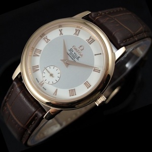 Schweizer Uhr Omega 18K Gold Uhr Diefei koaxial kleine Sekunden Geschäft mechanische Leder Herrenuhr