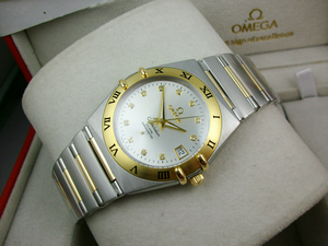 OMEGA Omega Constellation Serie 18K Gold Automatische mechanische Herrenuhr (weißes Gesicht)