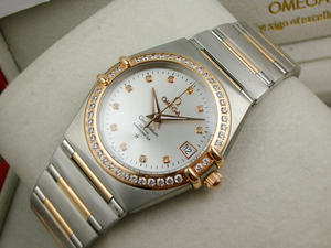 OMEGA Omega Constellation Serie Diamant 18K Rose Gold automatische mechanische Herrenuhr weißes Gesicht
