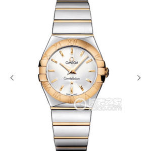 V6 Omega Constellation Serie Damen Quarzuhr 27mm Eins-zu-eins graviert echte 18K Gold Bar