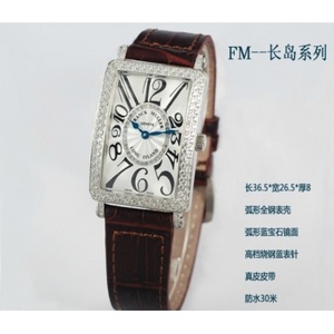 Schweizer Franck Muller Uhr Schweizer Quarzwerk Braun Lederarmband Damenuhr