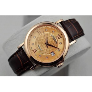 Schweizer Uhr feine Imitation Patek Philippe vollautomatische mechanische Uhr 18K Gold Gold Gesicht Herrenuhr durch den Boden