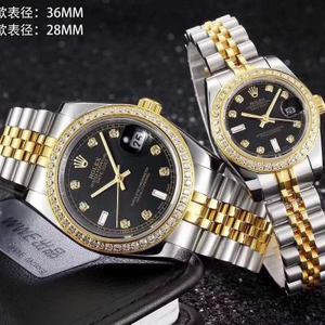 Neue Rolex Datejust Serie Diamant besetzt paar Herren und Damen Mechanische Uhr Gold Armband (Einheitspreis)