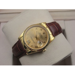 Rolex Rolex Uhr Datejust 18K Gold Leder Casual Fashion White Noodle D Digital Scale Herrenuhr Gold Uhr Schweizer ETA Uhr