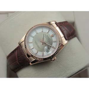 Rolex Rolex Uhr Datejust 18K Rose Gold Braun Lederarmband grau Nudel Ding Scale Herrenuhr Schweizer ETA Uhr