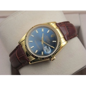 Schweizer Uhr Rolex Rolex Uhr Datejust 18K gold lederblau Nudel Ding Scale Herrenuhr Gold Uhr Schweizer Uhr